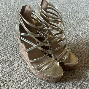 Gold strappy wedge heels, Charlotte Russe